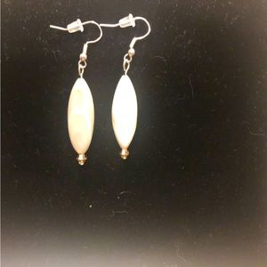 Handmade White, tan, and gray stone earrings